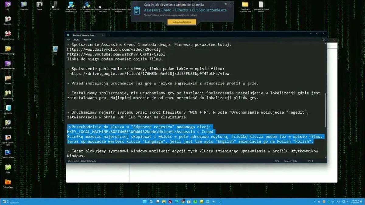 Spolszczenie Assassin's Creed 1: Jak bez problemu przetłumaczyć kultową grę